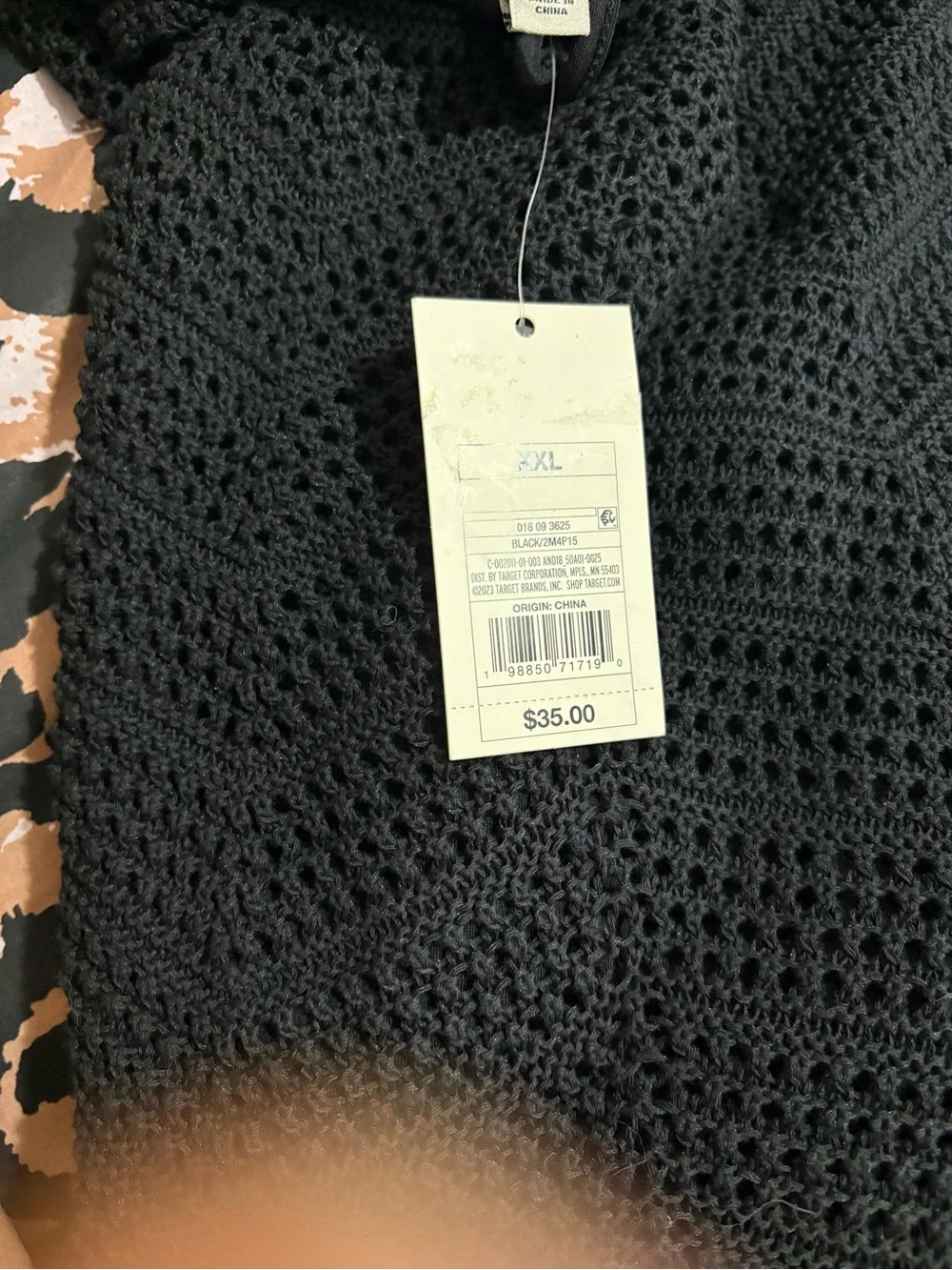 a new day Black Knit Top with Textured Collar